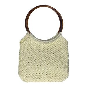 VTG Grannycore Boho 70's Purse Macramé Crochet Hoop large Whimsigoth